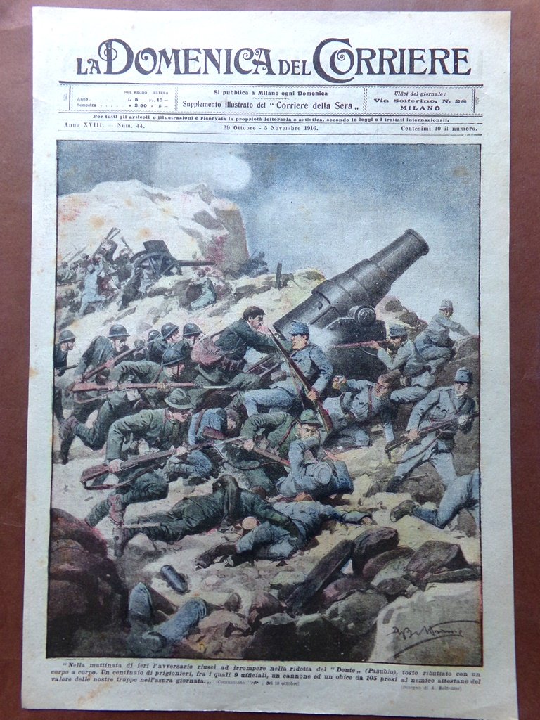 Copertina Domenica Corriere nr. 44 del 1916 WW1 Dente Pasubio …