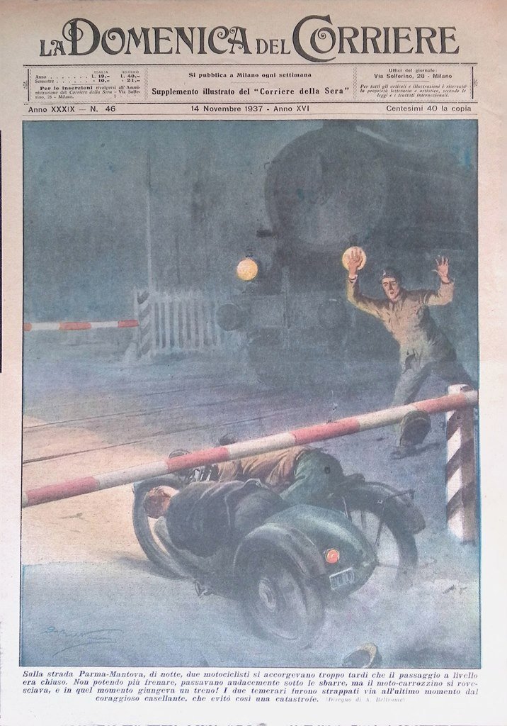 Copertina Domenica Corriere nr. 46 del 1937 Parma Mantova Passaggio …