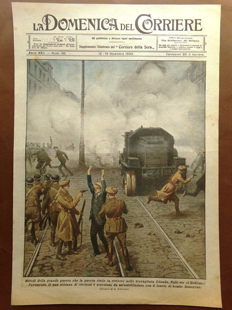 Copertina Domenica Corriere nr. 50 del 1920 Rivoltosi a Dublino …