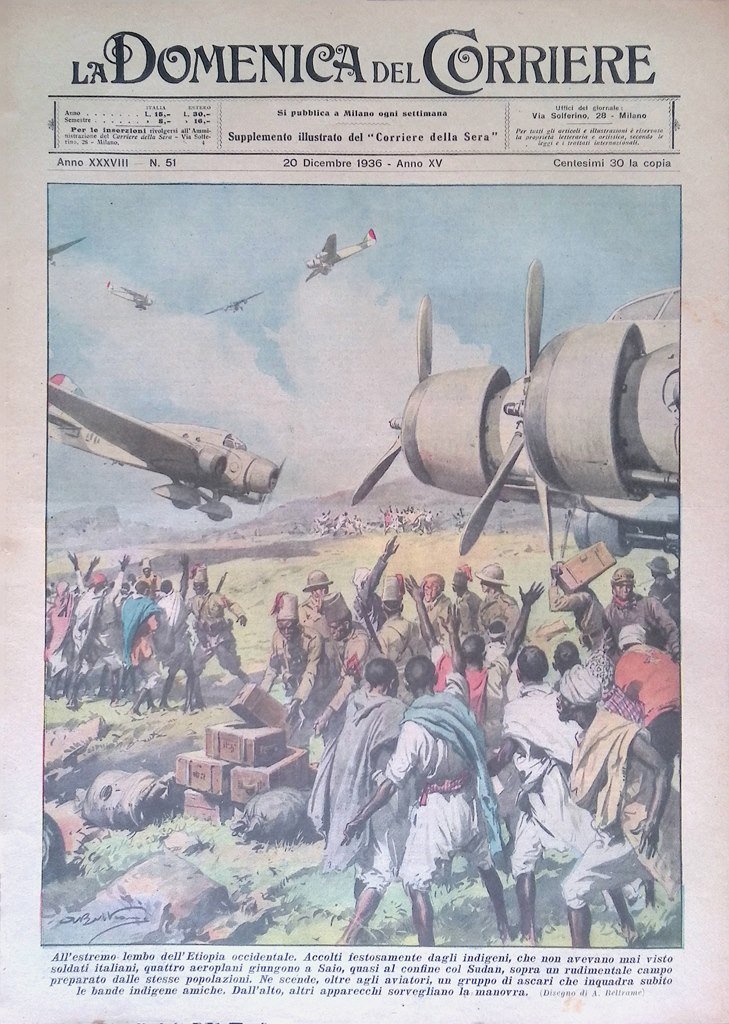 Copertina Domenica Corriere nr. 51 del 1936 Aeroplani giunti Saio …