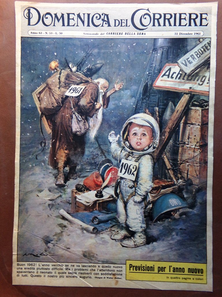 Copertina Domenica Corriere nr. 53 del 1961 Buon Anno Capodanno …