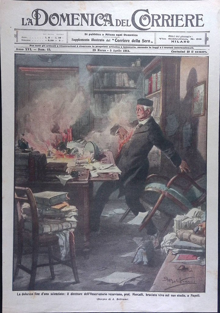 Copertina Domenica del Corriere nr. 13 del 1914 Morte Scienziato …