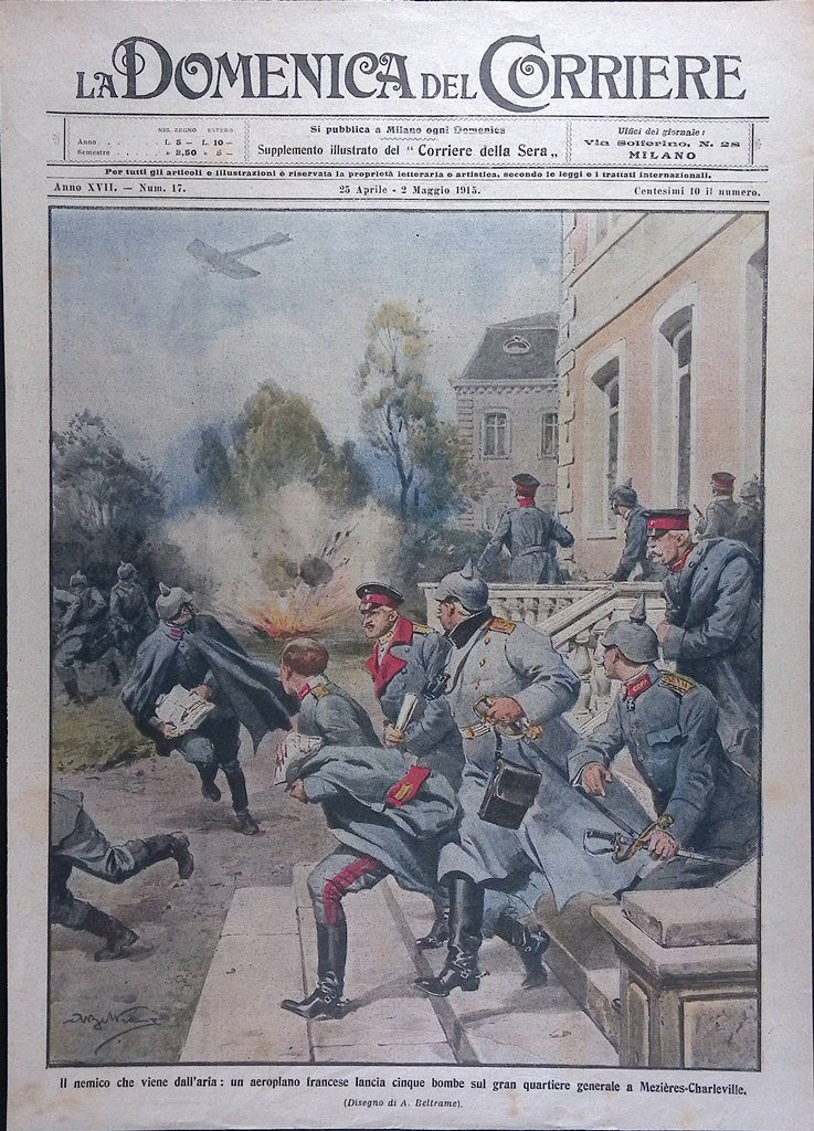 Copertina Domenica del Corriere nr. 17 del 1915 WW1 Mezieres …