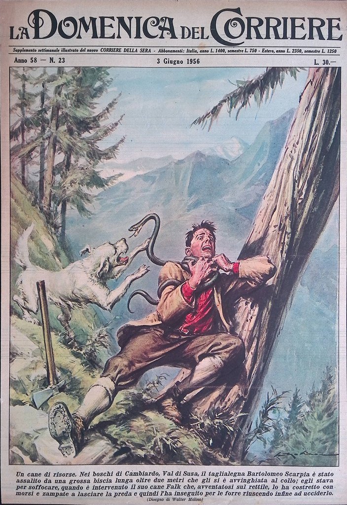 Copertina Domenica del Corriere nr. 23 del 1956 Scarpia Cambiardo …