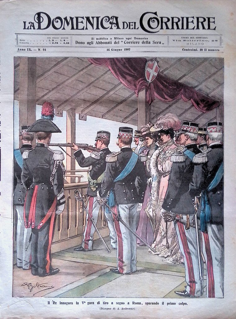 Copertina Domenica del Corriere nr. 24 del 1907 Re Inaugura …