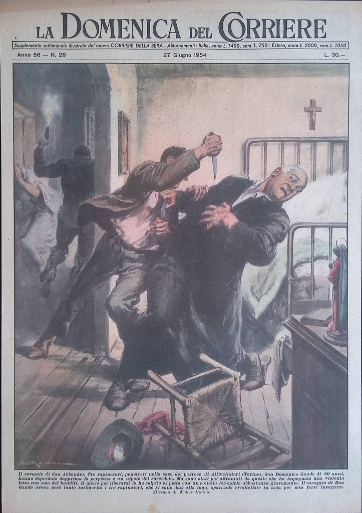 Copertina Domenica del Corriere nr. 26 del 1954 Parroco di …