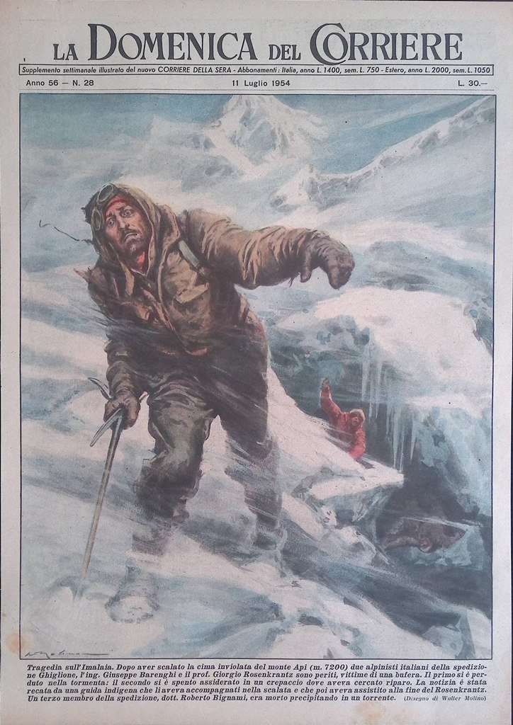 Copertina Domenica del Corriere nr. 28 del 1954 Barenghi e …