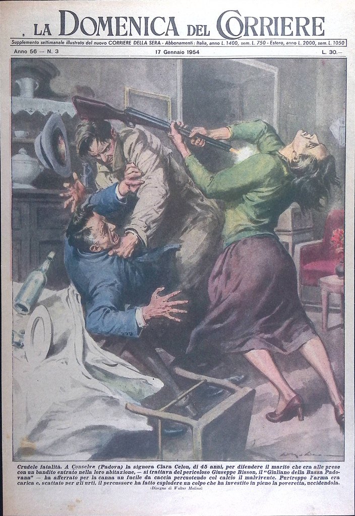 Copertina Domenica del Corriere nr. 3 del 1954 Bandito a …