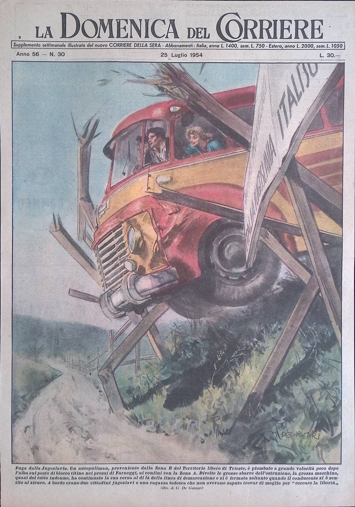 Copertina Domenica del Corriere nr. 30 del 1954 Fuga dalla …