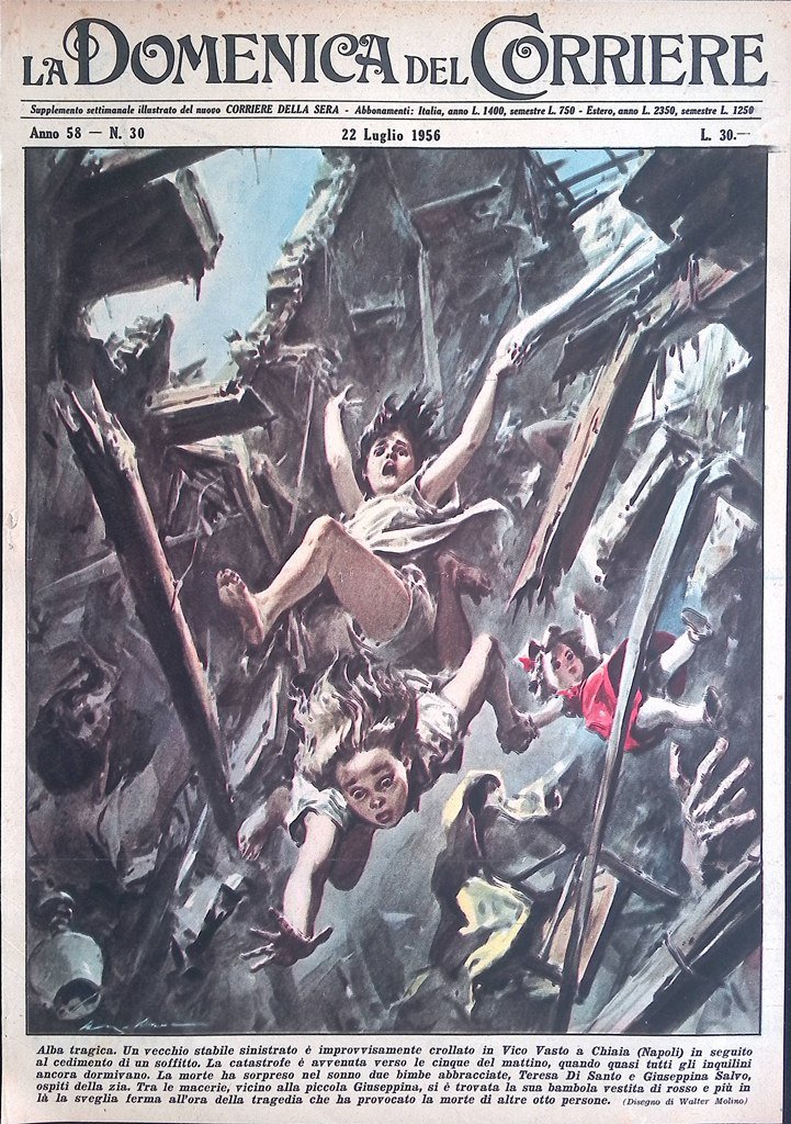 Copertina Domenica del Corriere nr. 30 del 1956 Crollo Stabile …