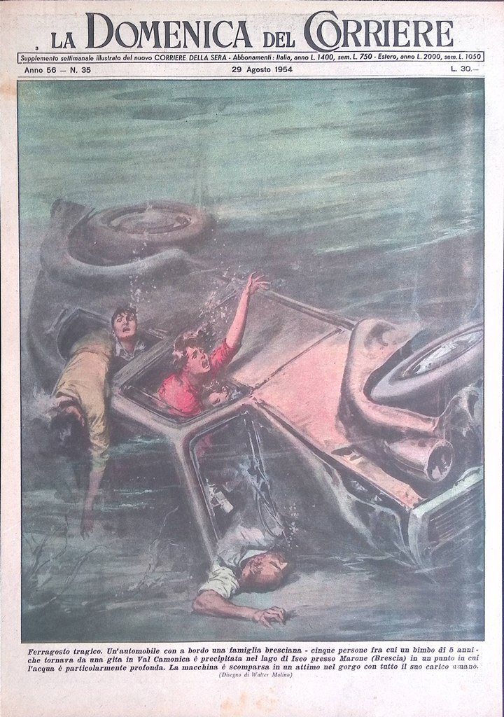 Copertina Domenica del Corriere nr. 35 del 1954 Famiglia Bresciana …