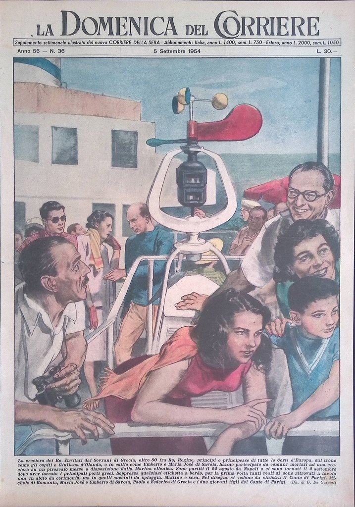 Copertina Domenica del Corriere nr. 36 del 1954 Crociera Sovrani …