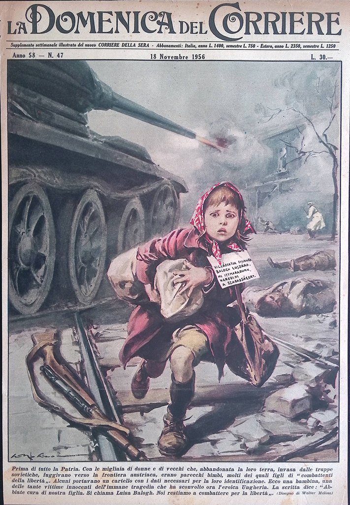 Copertina Domenica del Corriere nr. 47 del 1956 Rivolta in …