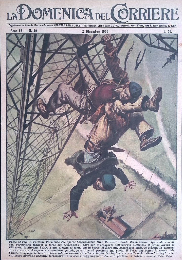 Copertina Domenica del Corriere nr. 49 del 1956 Polesine Marzetti …