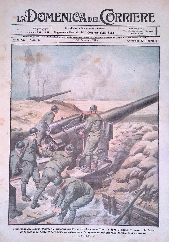 Copertina Domenica del Corriere nr. 5 del 1918 WW1 Marinai …