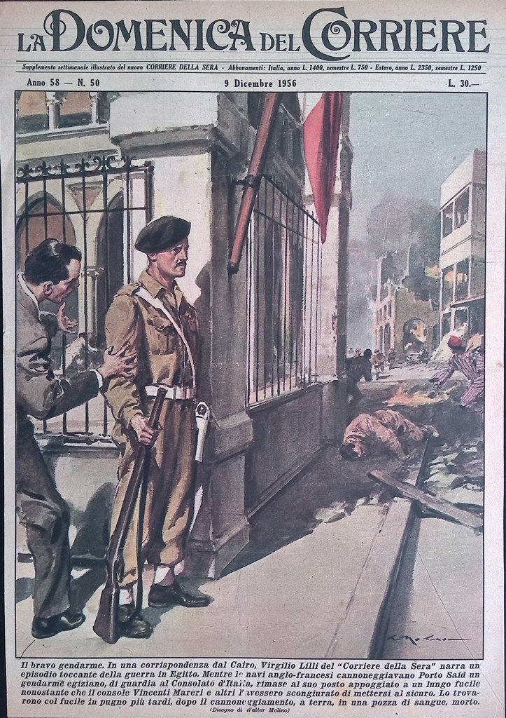 Copertina Domenica del Corriere nr. 50 del 1956 Gendarme Egitto …