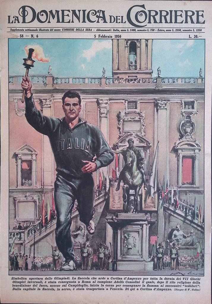 Copertina Domenica del Corriere nr. 6 del 1956 Consolini Apertura …