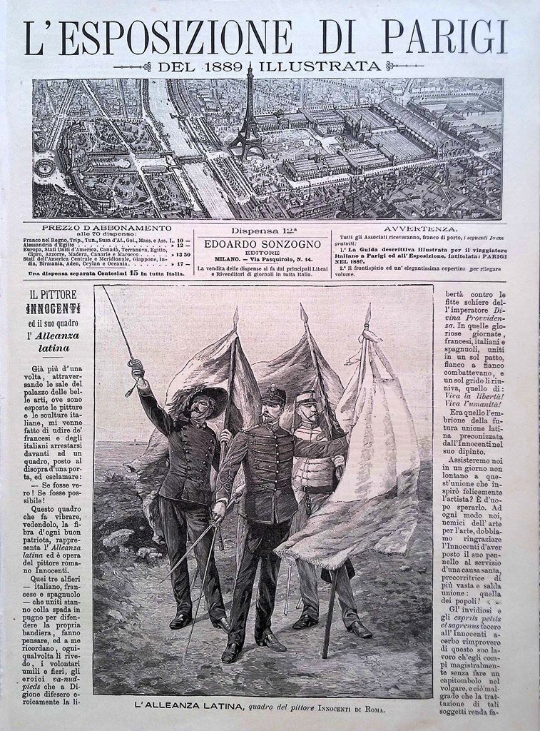 Copertina Esposizione di Parigi nr. 12 del 1889 L'alleanza Latina …