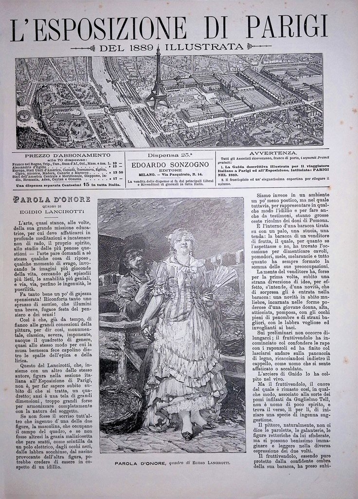 Copertina Esposizione di Parigi nr. 25 del 1889 Parola d'Onore …