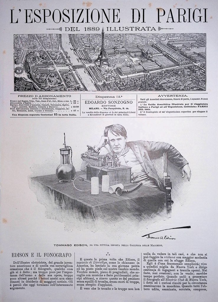 Copertina Esposizione di Parigi nr. 31 del 1889 Thomas Edison …