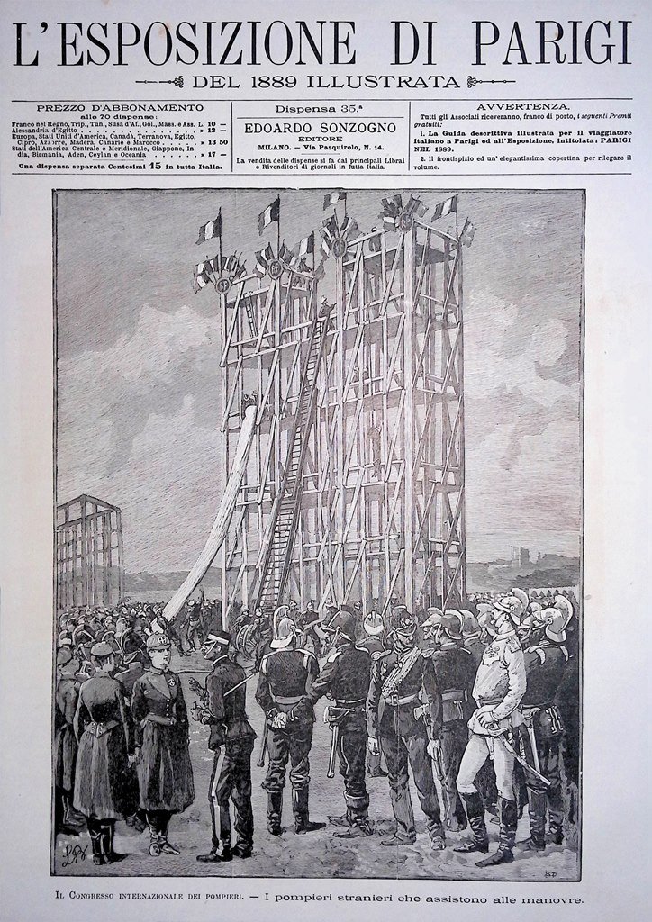 Copertina Esposizione di Parigi nr. 35 del 1889 Congresso Pompieri …