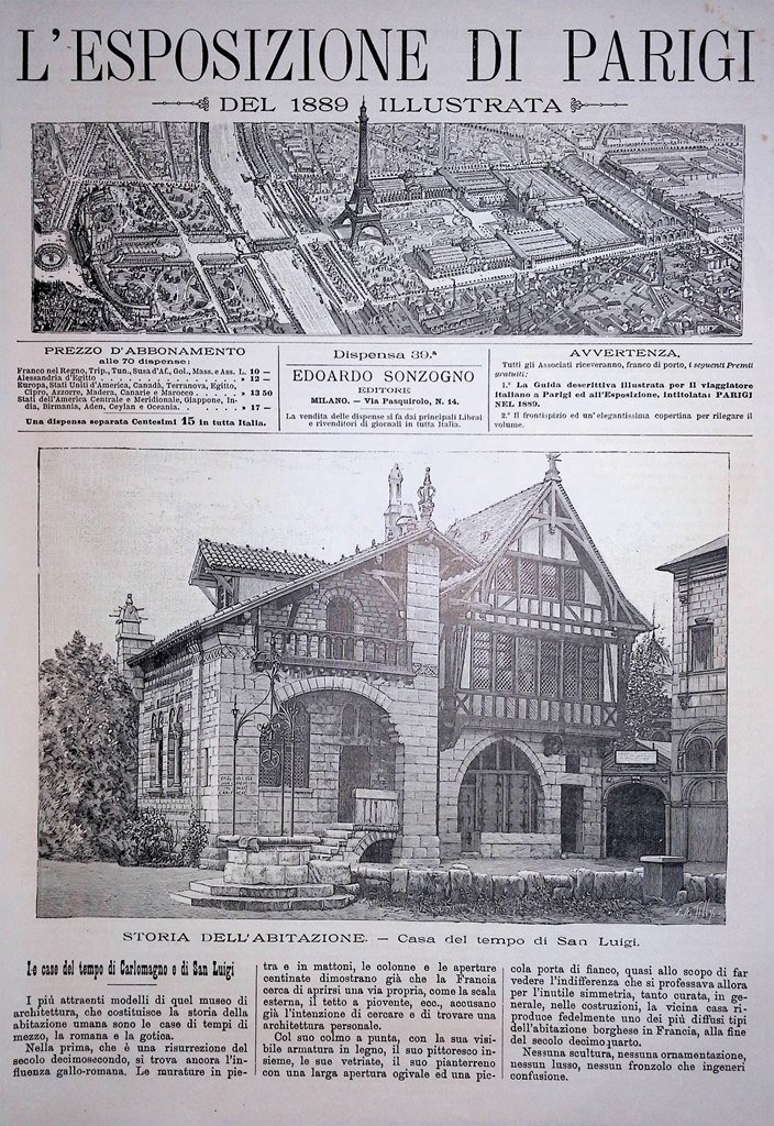 Copertina Esposizione di Parigi nr. 39 del 1889 Storia Abitazione …