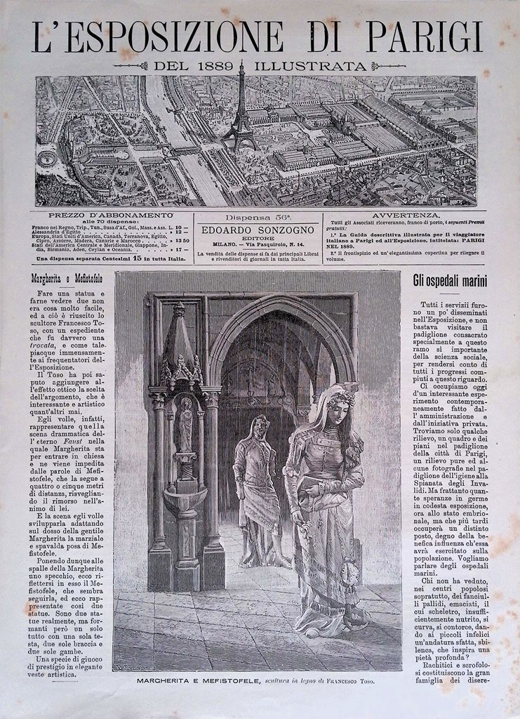 Copertina Esposizione di Parigi nr. 56 del 1889 Margherita e …