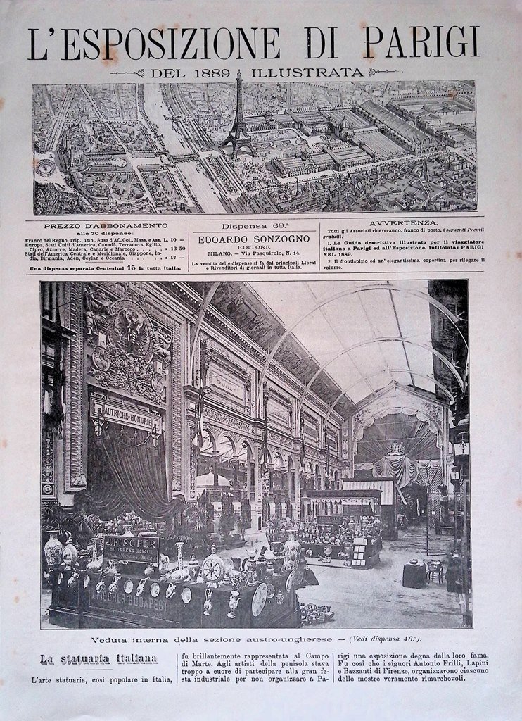 Copertina Esposizione di Parigi nr. 69 del 1889 Veduta Sezione …