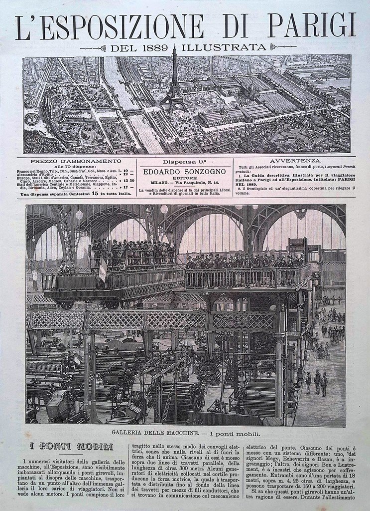 Copertina Esposizione di Parigi nr. 9 del 1889 Ponti Mobili …