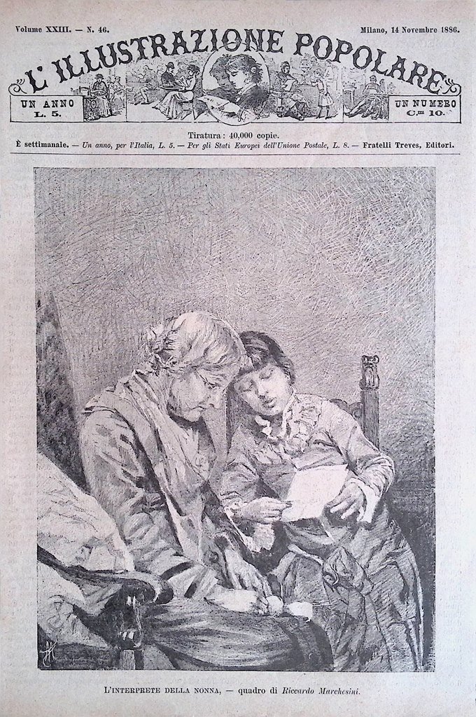 Copertina Illustrazione Popolare nr. 46 del 1886 Interprete Nonna di …