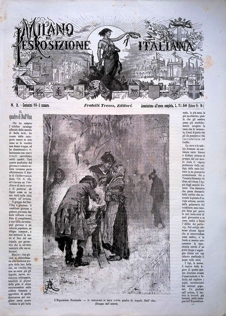 Copertina Milano Esposizione Italiana nr. 3 del 1881 Il venditore …