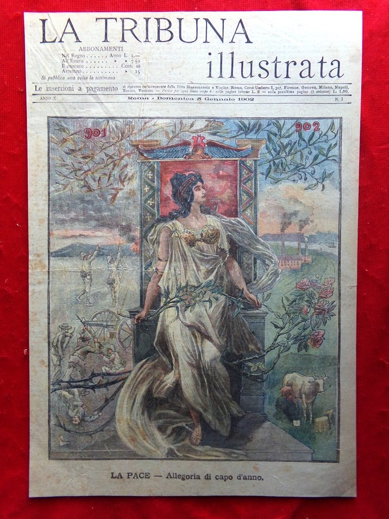 Copertina Tribuna Illustrata nr. 1 del 1902 Pace Allegoria di …