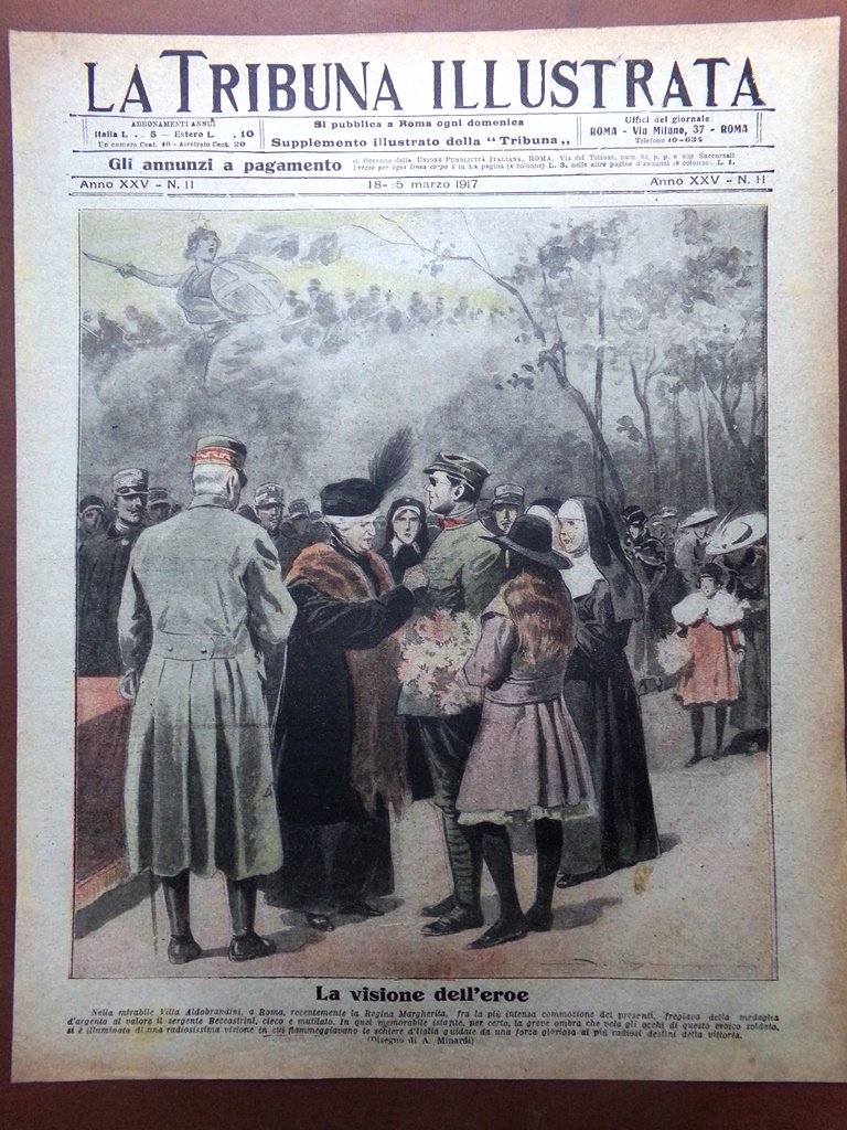 Copertina Tribuna Illustrata nr. 11 del 1917 WW1 Beccastrini Medaglia …