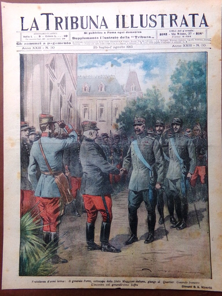 Copertina Tribuna Illustrata nr. 30 del 1915 WW1 Generale Porro …
