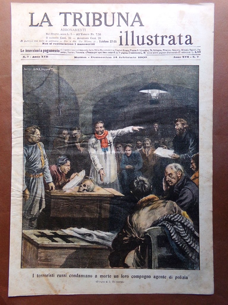 Copertina Tribuna Illustrata nr. 7 del 1909 Terroristi Russi condanna …