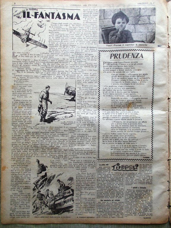 Corriere dei Piccoli 14 Settembre 1941 Fantasma Morandi Cappa Secondi …