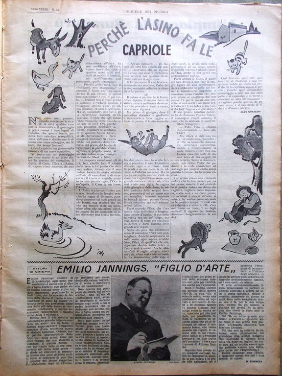 Corriere dei Piccoli 17 Agosto 1941 Emil Jannings Encomio Piovra …