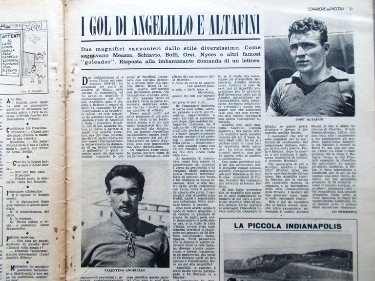 Corriere dei Piccoli 2 Agosto 1959 Primati Aviazione Angelillo Altafini …