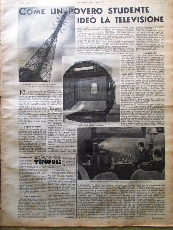 Corriere dei Piccoli 3 Agosto 1941 Morte Arturo Ferrarin Televisione …