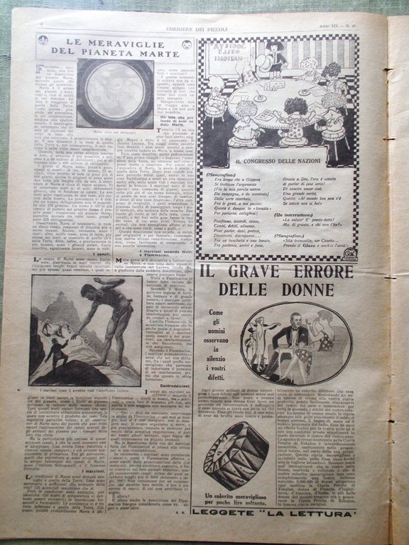 Corriere dei Piccoli 4 Dicembre 1927 Pianeta Marte Orsi Berna …