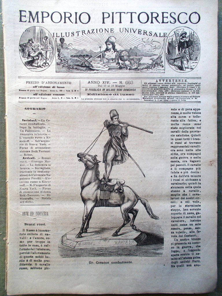 Emporio Pittoresco del 13 Maggio 1877 Giuseppe Mazzini Forno Crematorio …