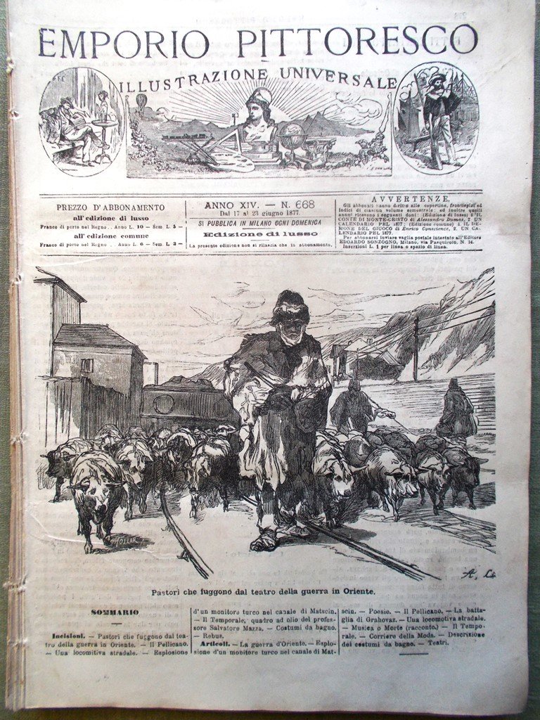 Emporio Pittoresco del 17 Giugno 1877 Battaglia di Grahovaz Locomotiva …