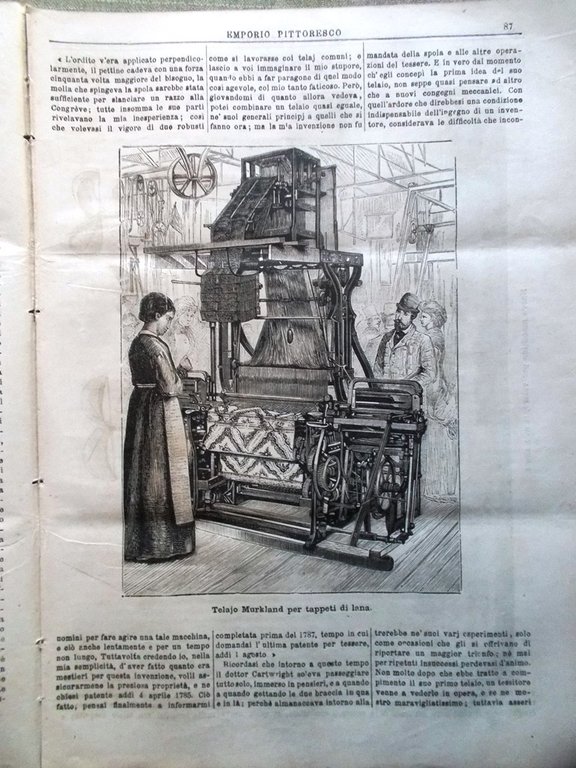 Emporio Pittoresco del 19 Agosto 1877 Telaio Murkland Macchina per …