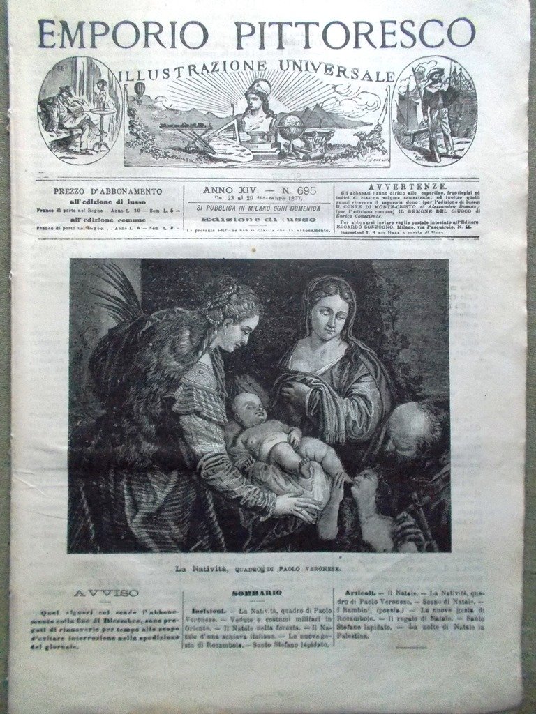 Emporio Pittoresco del 23 Dicembre 1877 Natale Betlemme Natività Oriente …