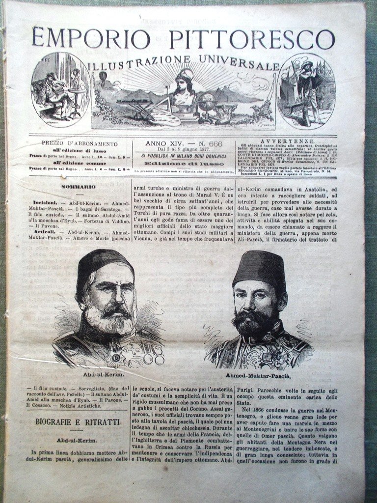 Emporio Pittoresco del 3 Giugno 1877 Fortezza di Viddino Cosacco …