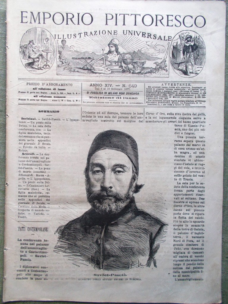 Emporio Pittoresco del 4 Febbraio 1877 Drina Riforma Calendario Archeologia …