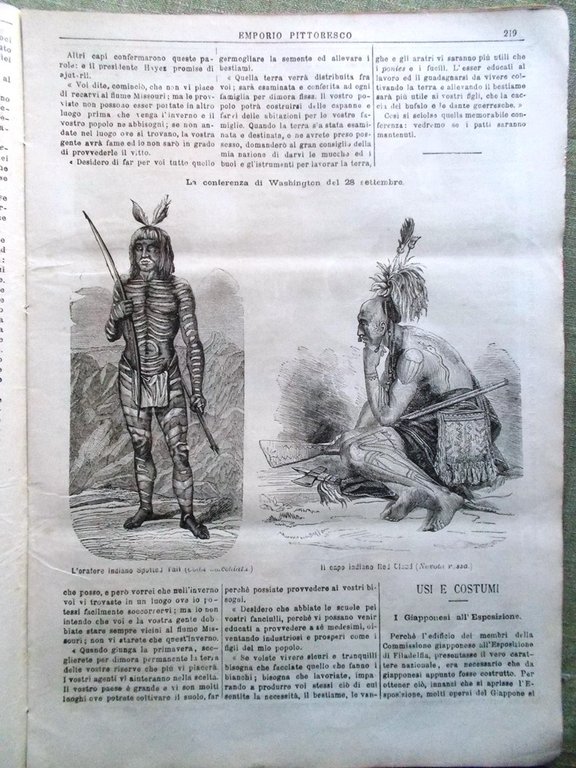 Emporio Pittoresco del 4 Novembre 1877 Conferenza Washington Inquisizione Moda