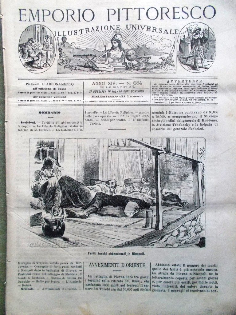 Emporio Pittoresco del 7 Ottobre 1877 Sedie Teatro Danubio Feriti …
