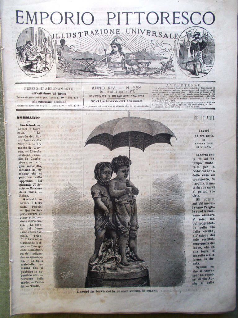 Emporio Pittoresco del 8 Aprile 1877 Guerra Indipendenza James Virginia …