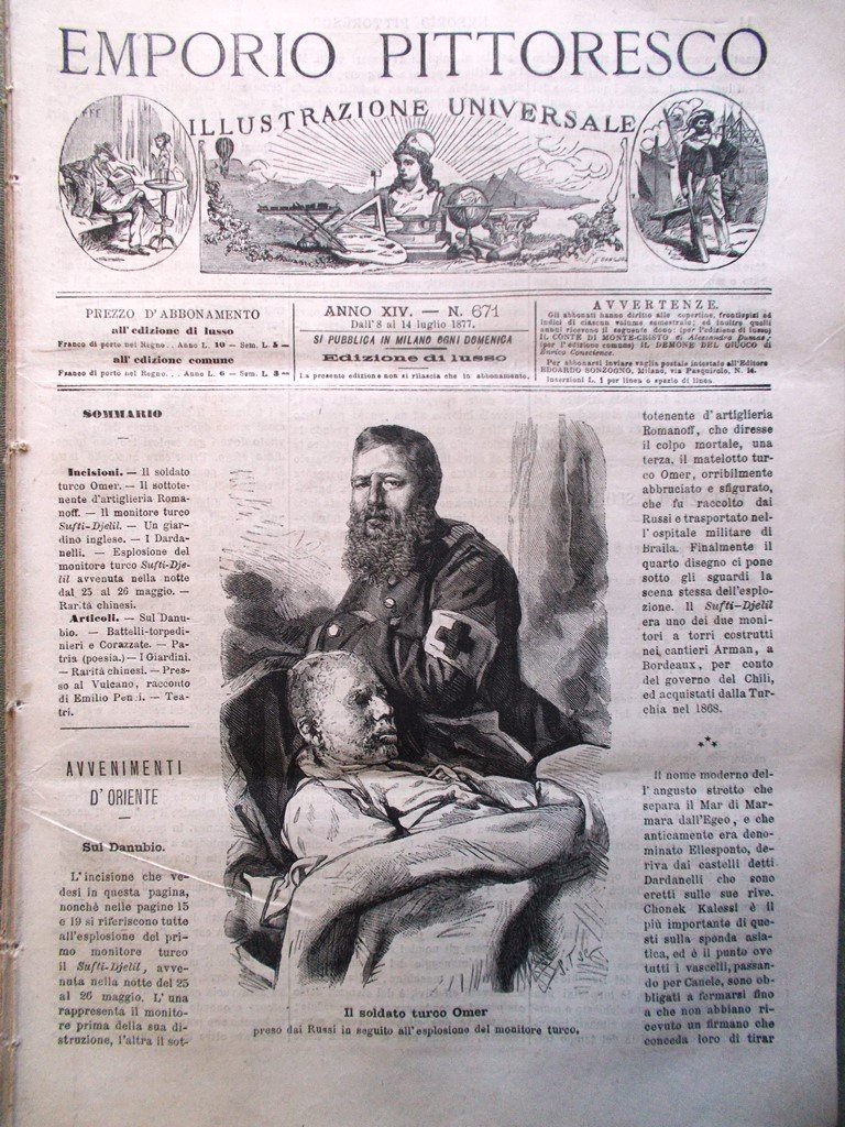Emporio Pittoresco del 8 Luglio 1877 Dardanelli Cinesi Omer Russi …